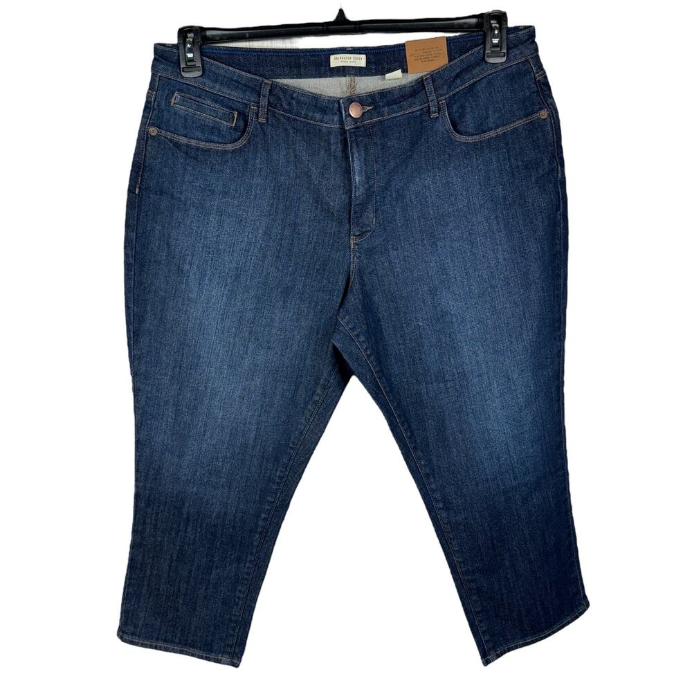 Coldwater Creek SZ 18 Cropped Jeans Natural Fit Stretch Zip-Fly Pockets Blue